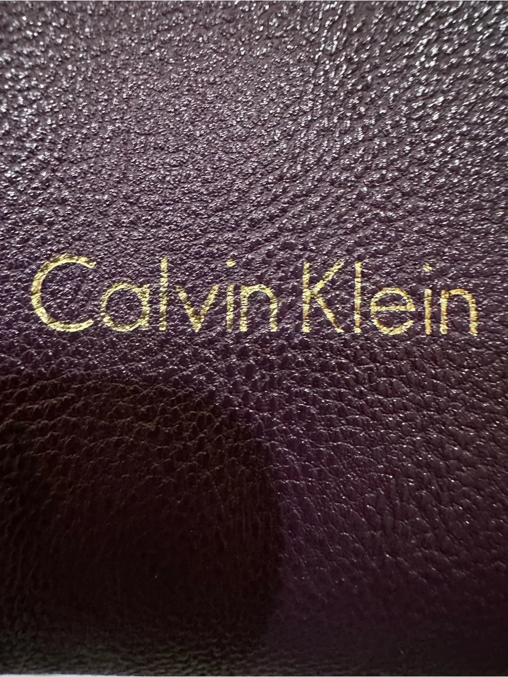 Calvin Klein Deep Purple Leather Tote with Gold Accents - Picture 5 of 15